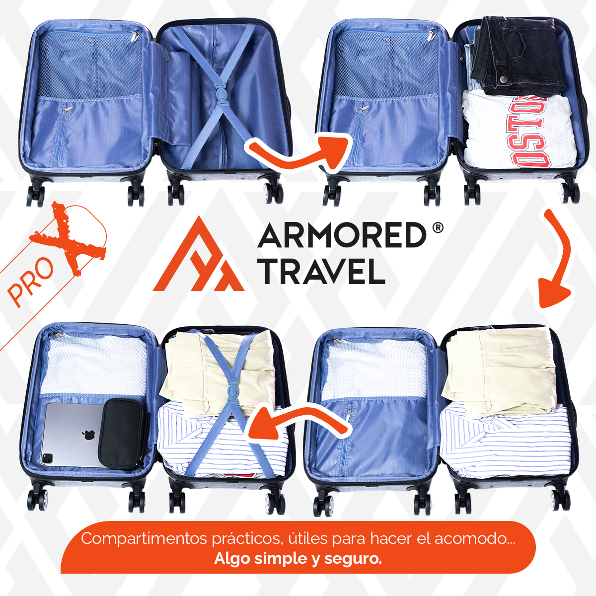 Foto 9 pulgar | Maleta de Viaje Armored Travel ProX Dark Negro Carry On 20'' 10kg de Policarbonato