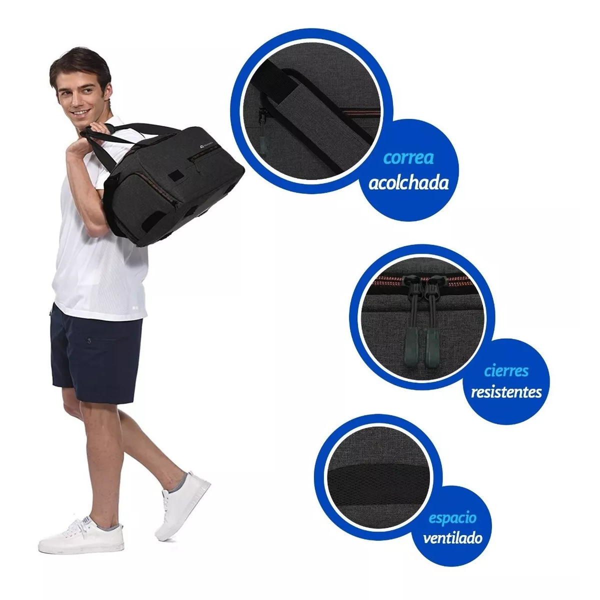 Foto 4 pulgar | Mochila Gym Maleta Deportiva De Mano Para Gimnasio Y Viaje Eo Safe Imports Esi-9218 Negro