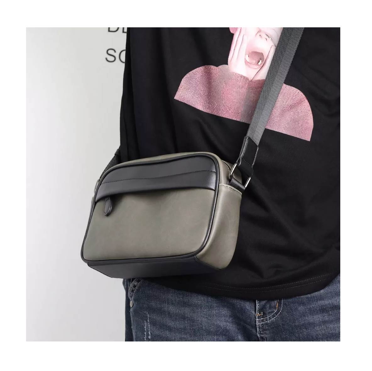 Foto 6 pulgar | Bolso Crossbody De Cuero De Hombre, Bolso De Hombro Color Verde