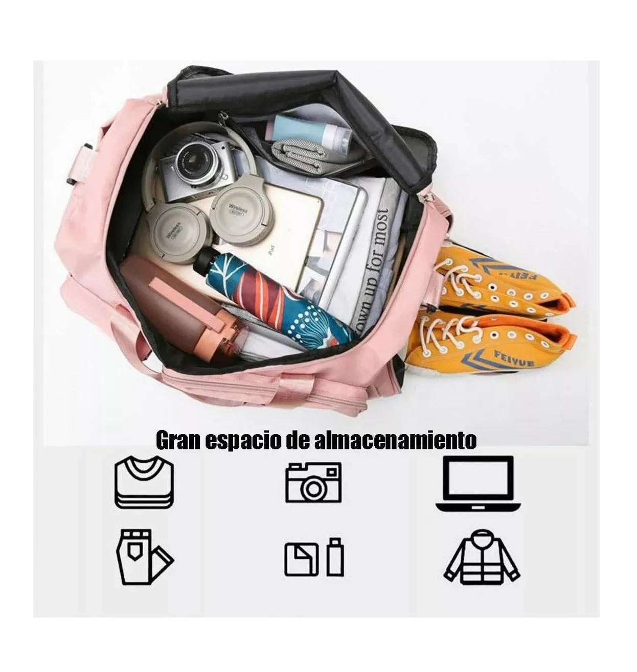 Foto 6 pulgar | Maleta Mochila Gym Deportiva Fitness Bag De Viaje Mujer, Rosa