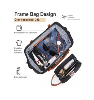 Foto 2 | Bolsa de Viaje Negra con Asas