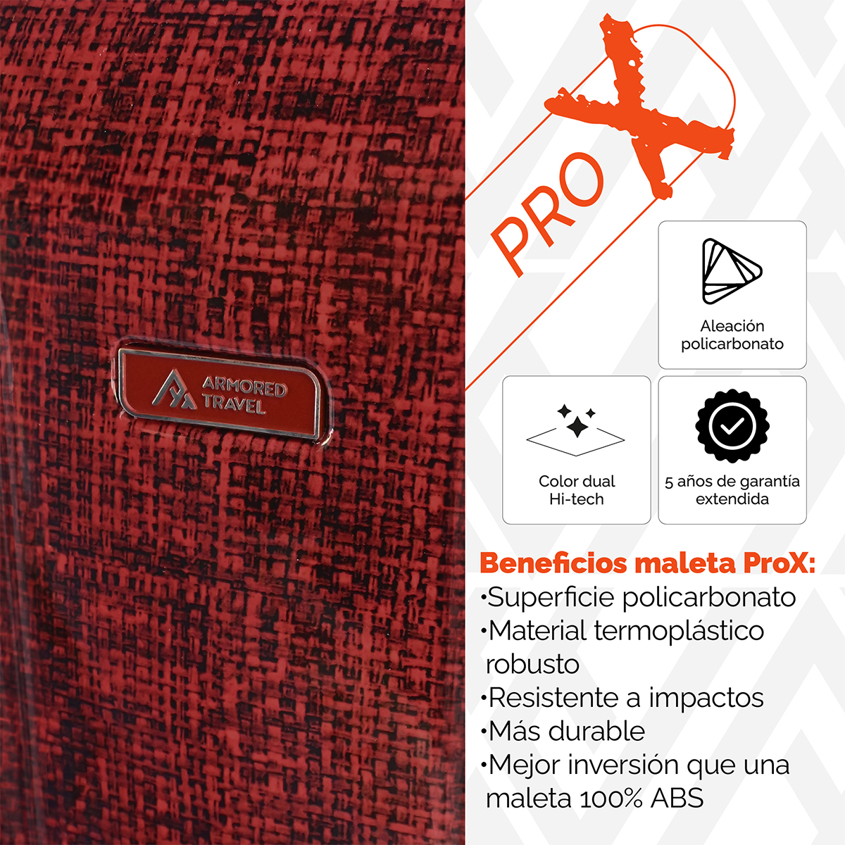 Foto 8 pulgar | Maleta De Mano Carry On 20'' Policarbonato Armored Travel Rojo Marte Pro-x