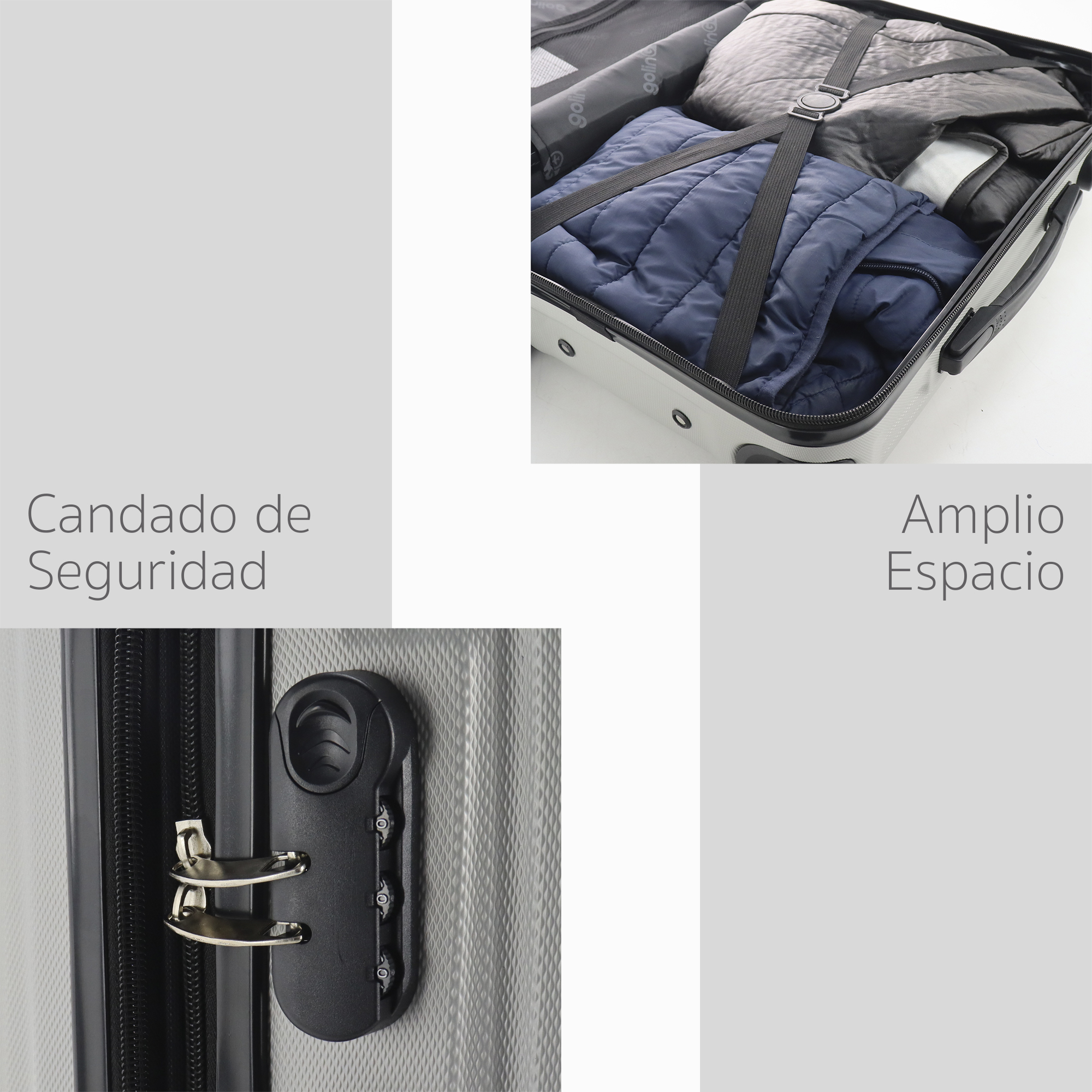 Foto 2 | Maleta Rígida Go Travel 14y 20'' 2 Piezas Plateadas