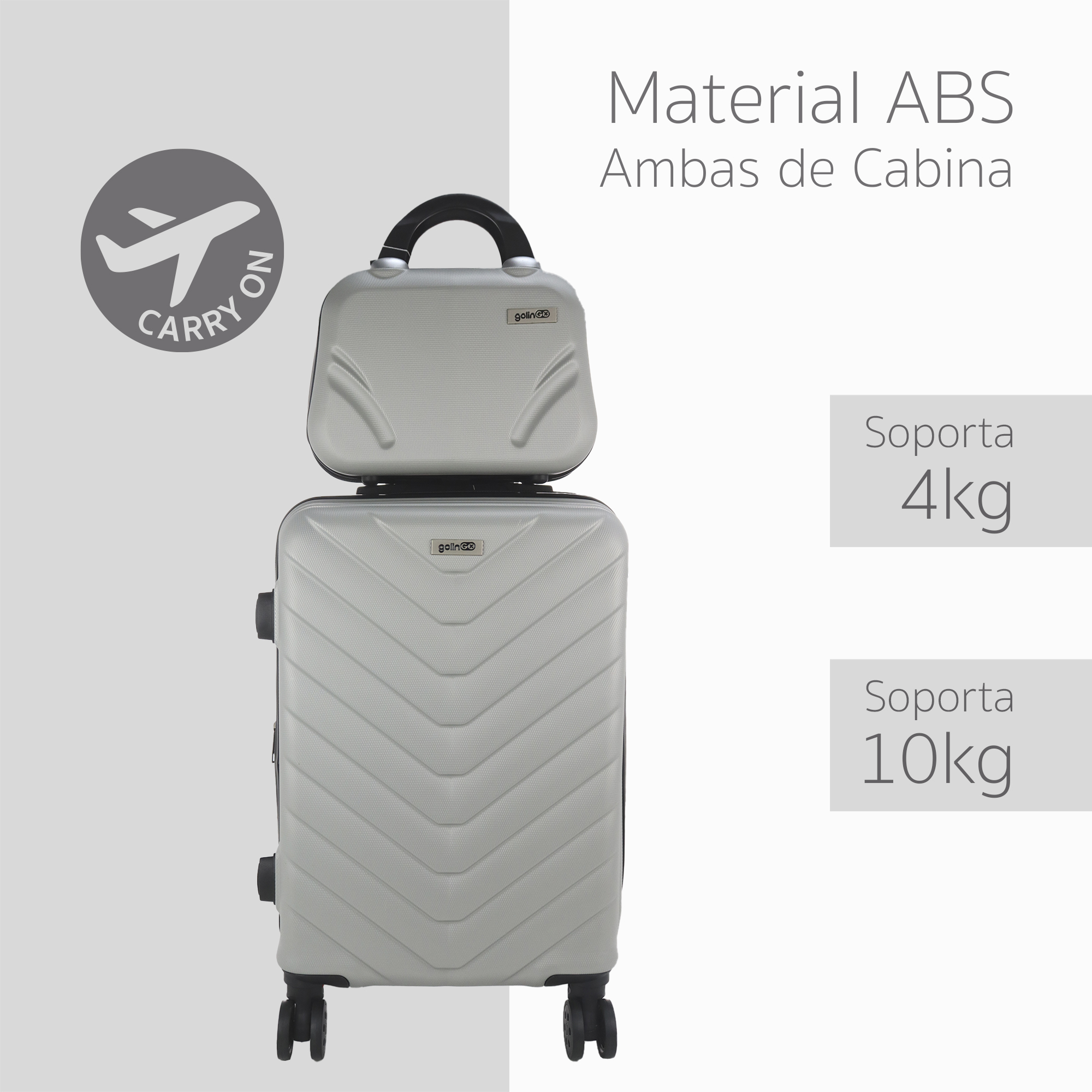 Foto 7 | Maleta Rígida Go Travel 14y 20'' 2 Piezas Plateadas