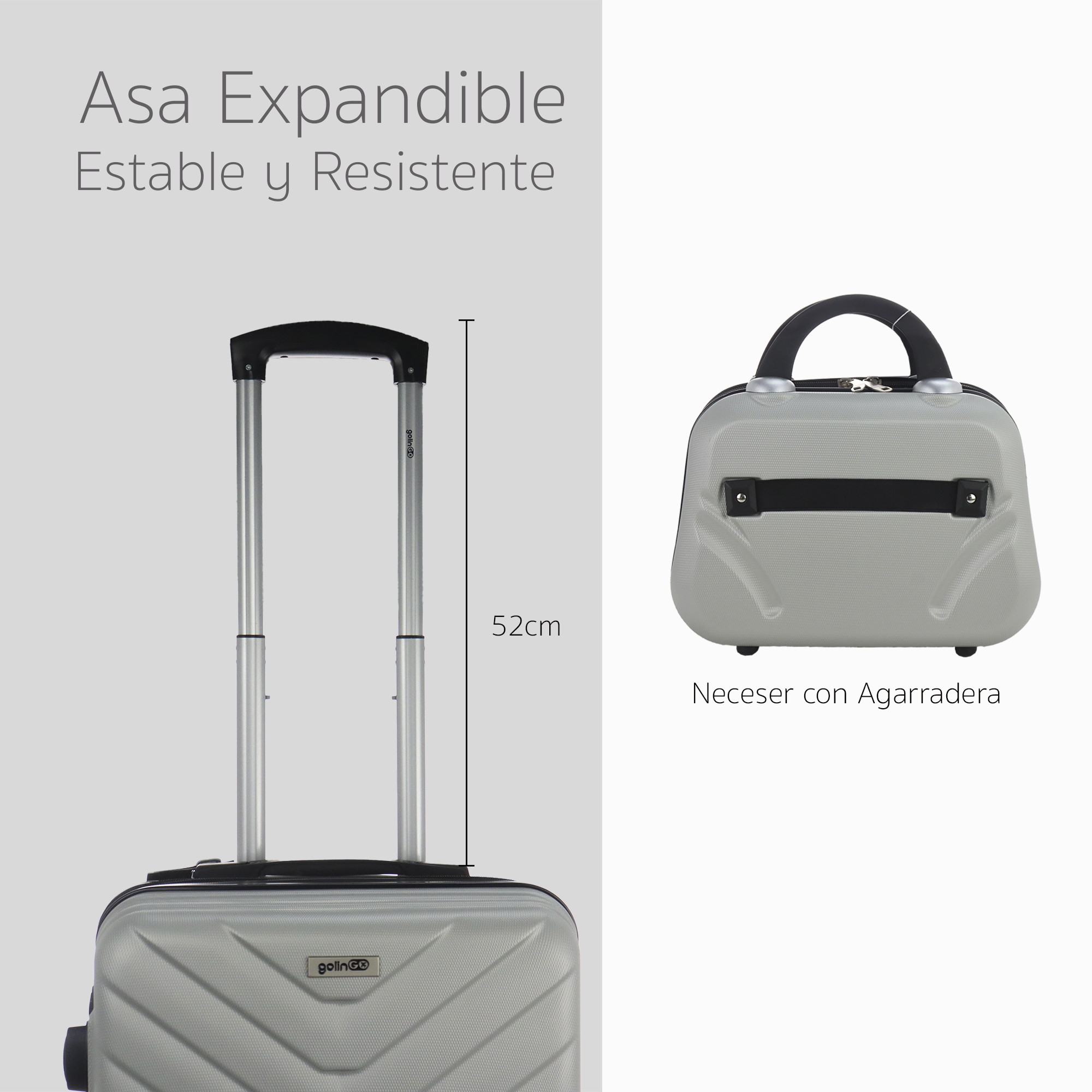 Foto 8 | Maleta Rígida Go Travel 14y 20'' 2 Piezas Plateadas
