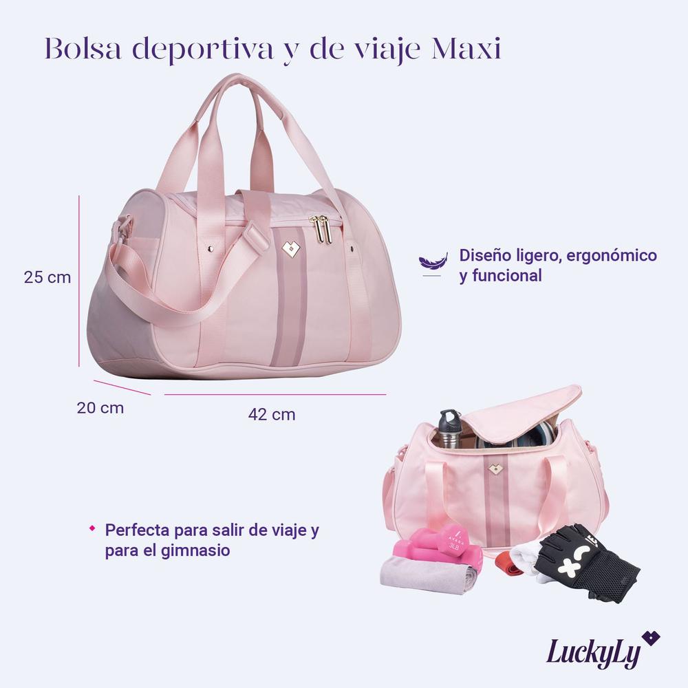 Foto 8 pulgar | Maleta Deportiva Y De Viaje Luckyly Modelo Maxi Rosa