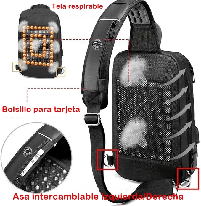 Foto 4 | Mochila Bandolera Ecd Unisex Negra