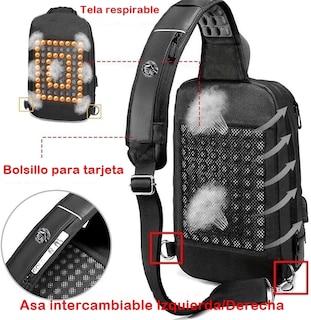 Foto 4 | Mochila Bandolera Ecd Unisex Negra