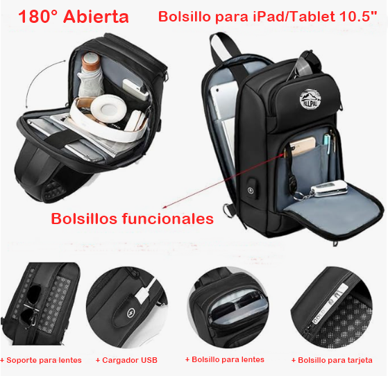 Foto 5 | Mochila Bandolera Ecd Unisex Negra