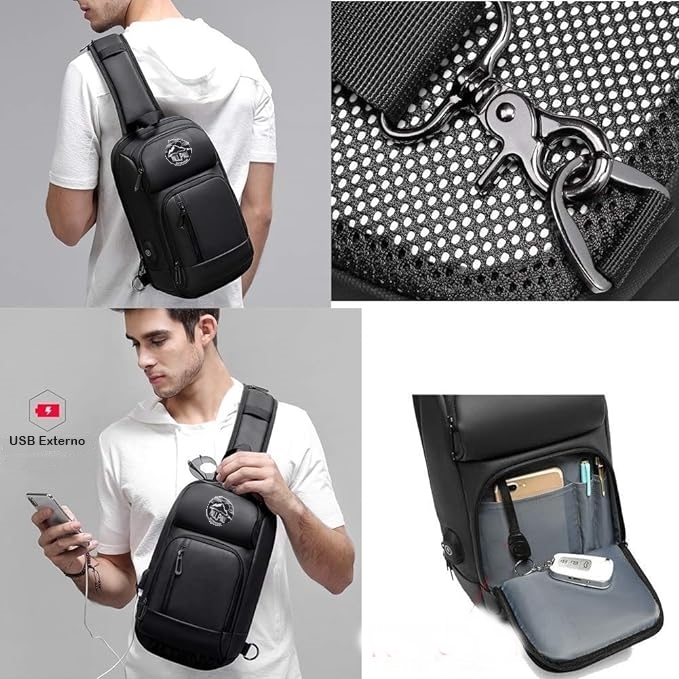 Foto 8 | Mochila Bandolera Ecd Unisex Negra
