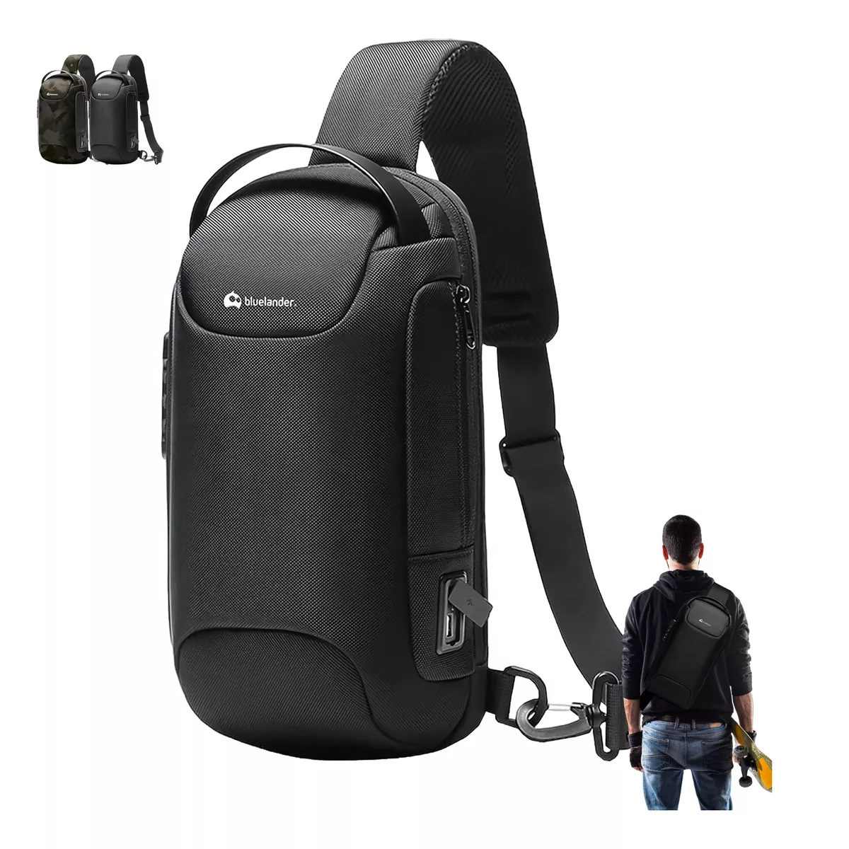 Foto 4 pulgar | Mochila Antirrobo Cruzada Bolso Pecho Con Código Integrado Eo Safe Imports Esi-11337 Negro