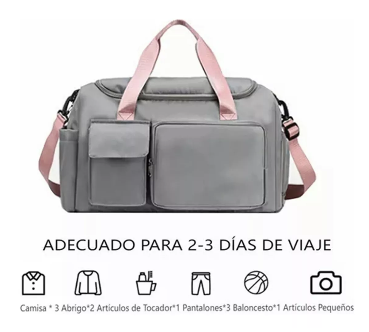 Foto 4 pulgar | Maleta Deportiva para Dama, Color Gris