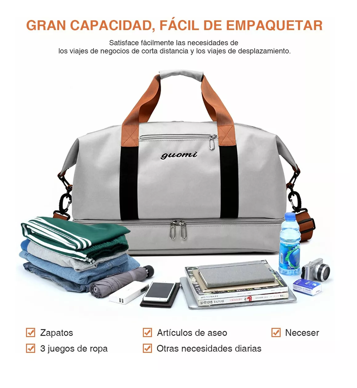 Foto 4 pulgar | Maleta Bolsa Deportiva Gym Fitness Viaje Tote Multifunción Gris