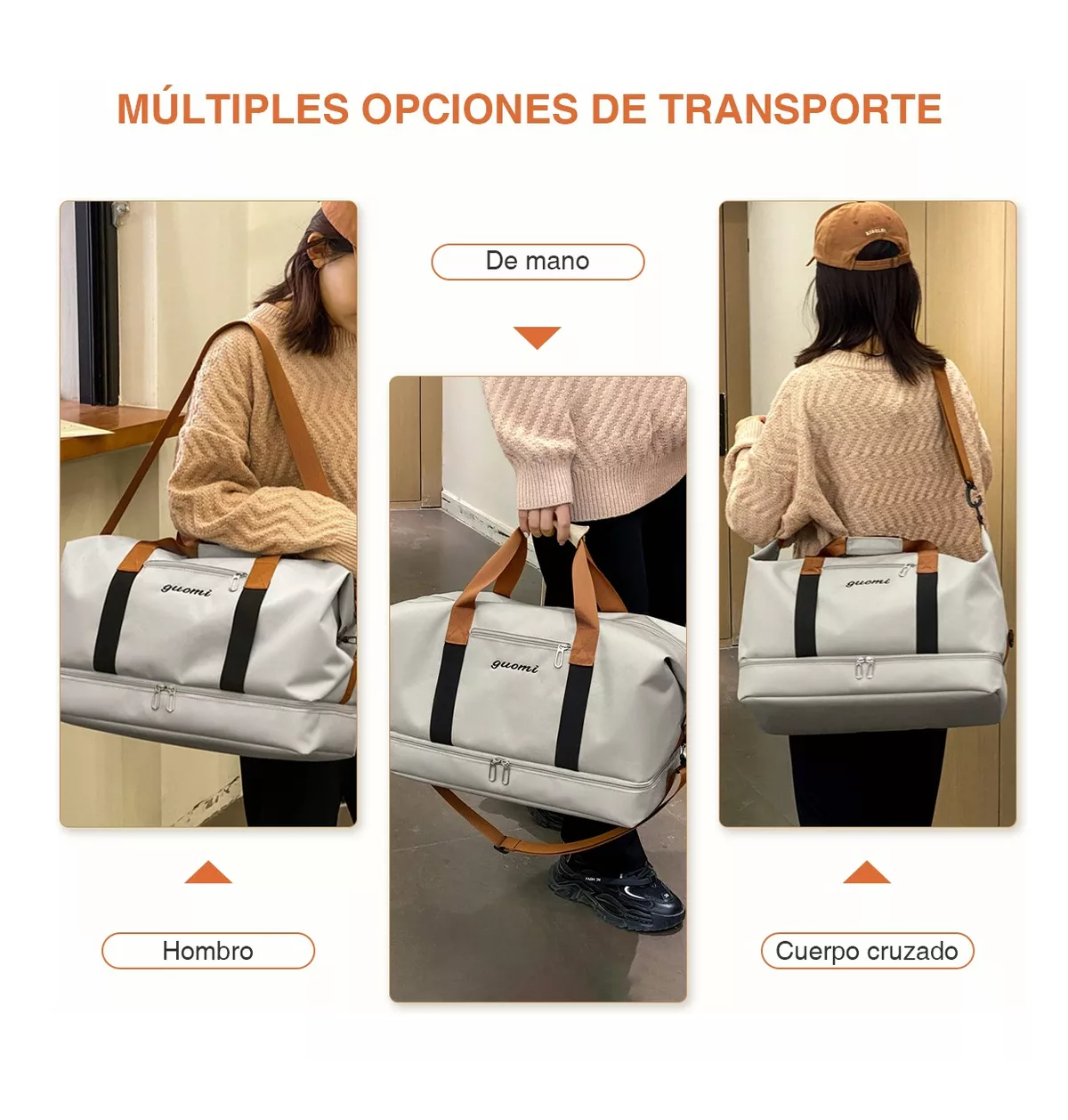 Foto 5 pulgar | Maleta Bolsa Deportiva Gym Fitness Viaje Tote Multifunción Gris