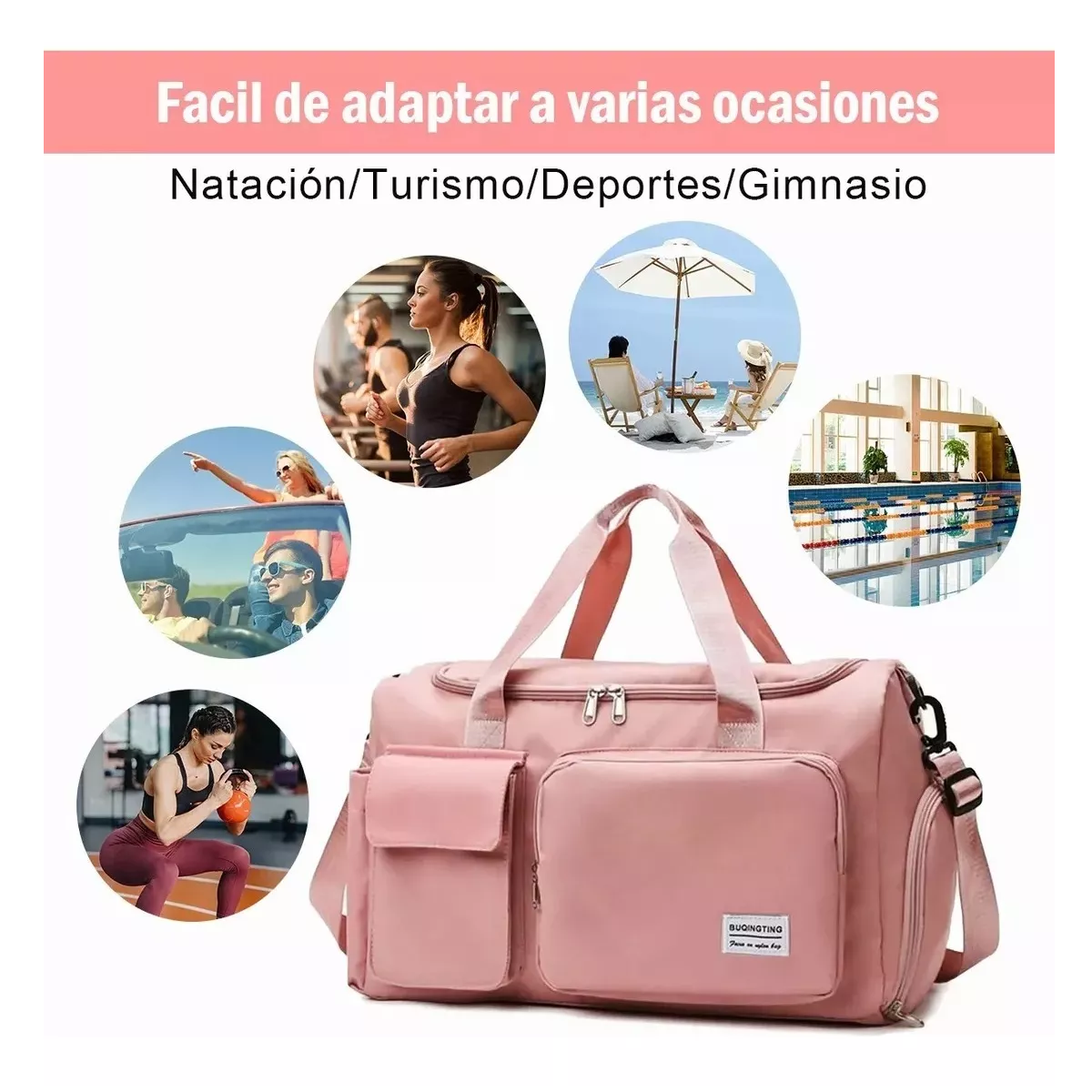 Foto 3 pulgar | Maleta Deportiva Viaje Mochila Bolsa Gym Fitness Bag  Eo Safe Imports Esi-12030 Rosa