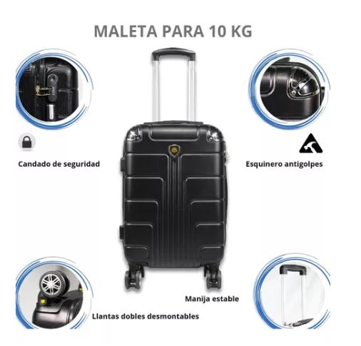 Foto 3 pulgar | Maleta 10 Kg C/candado De Seguridad Doble Llanta