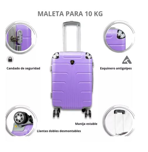 Foto 3 pulgar | Maleta De 10 Kg  C/ Candado De Seguridad Doble Llanta, Pùrpura