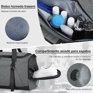 Foto 3 | Maleta Deportiva Bolsa Gym Viaje Mochila Fitness Hombre Eo Safe Imports Esi-12509 Gris