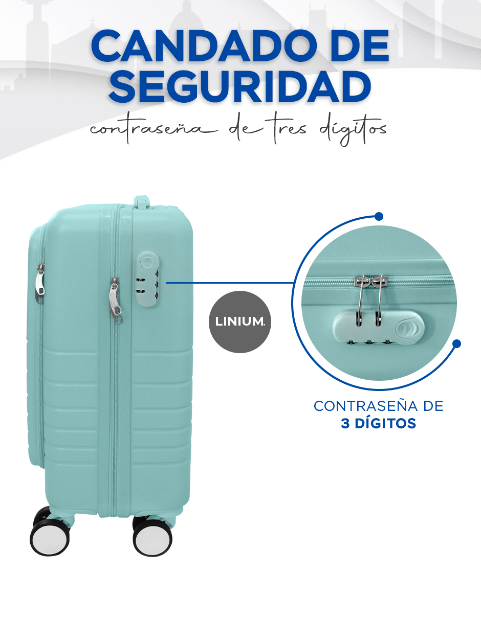 Foto 7 pulgar | Maleta Vertical Linium para Cabina con Candado TSA y ruedas giratorias Aqua