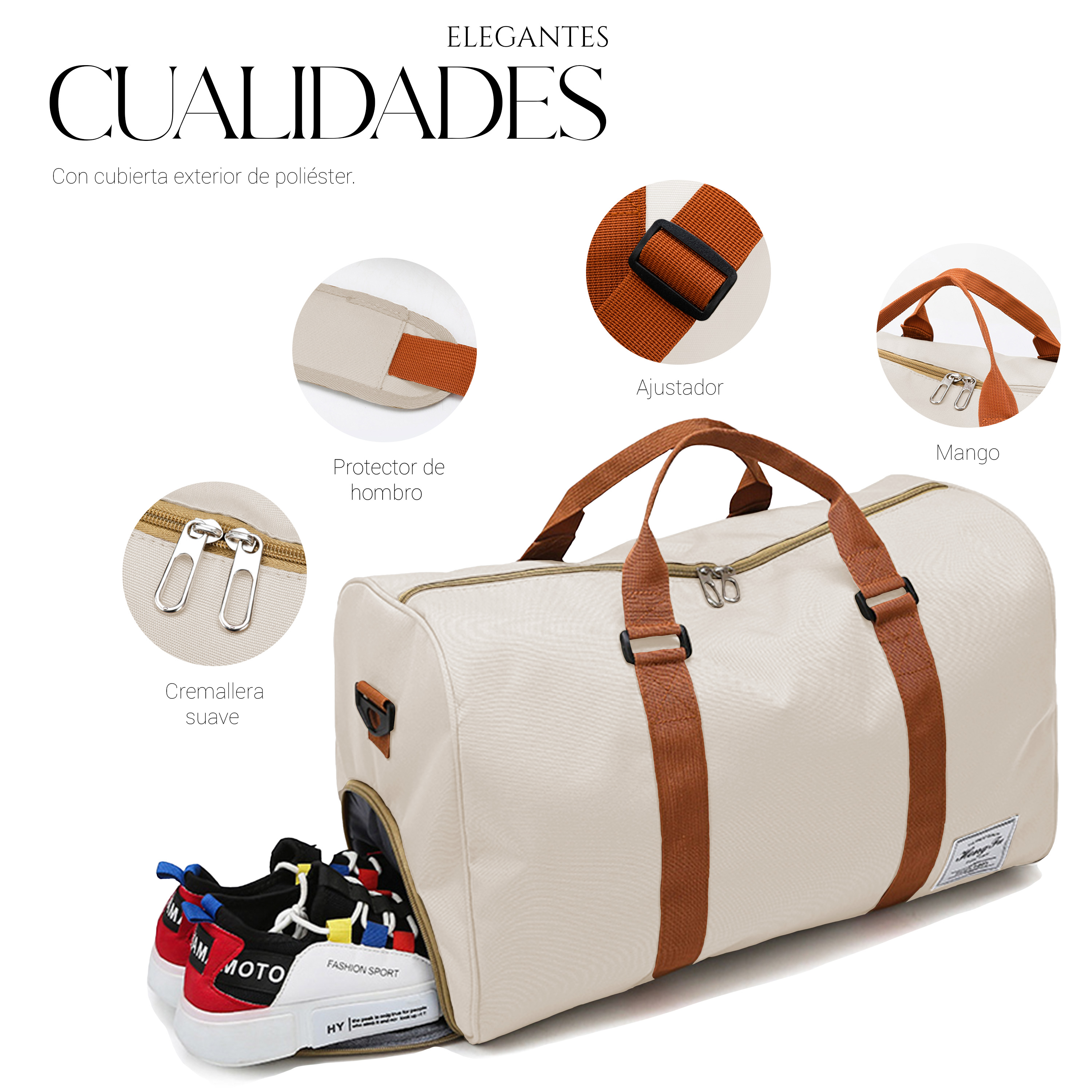 Foto 4 pulgar | Maleta De Viaje Bolsa Shendy Vendy Mochila Fitness Bag Beige