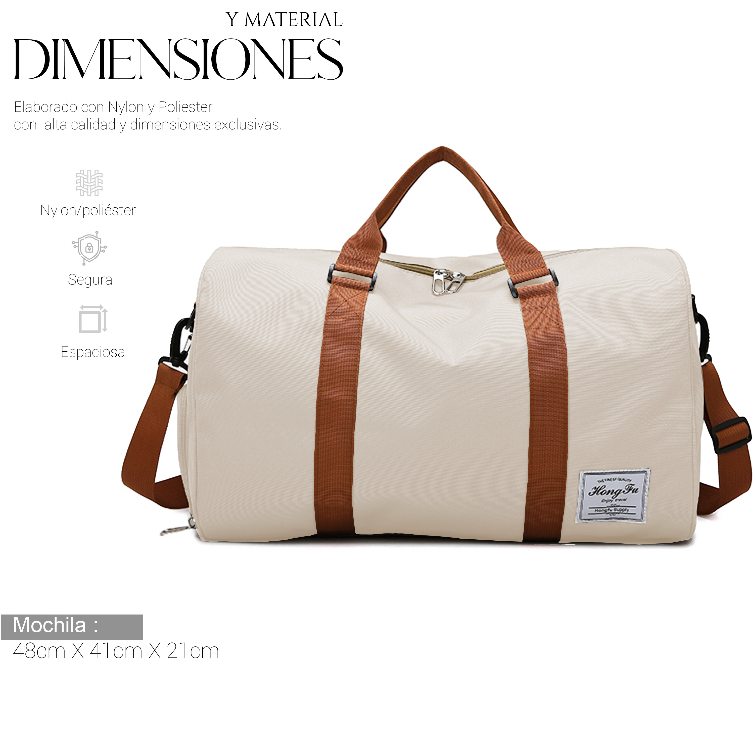Foto 5 pulgar | Maleta De Viaje Bolsa Shendy Vendy Mochila Fitness Bag Beige