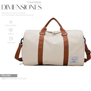 Foto 4 | Maleta De Viaje Bolsa Shendy Vendy Mochila Fitness Bag Beige