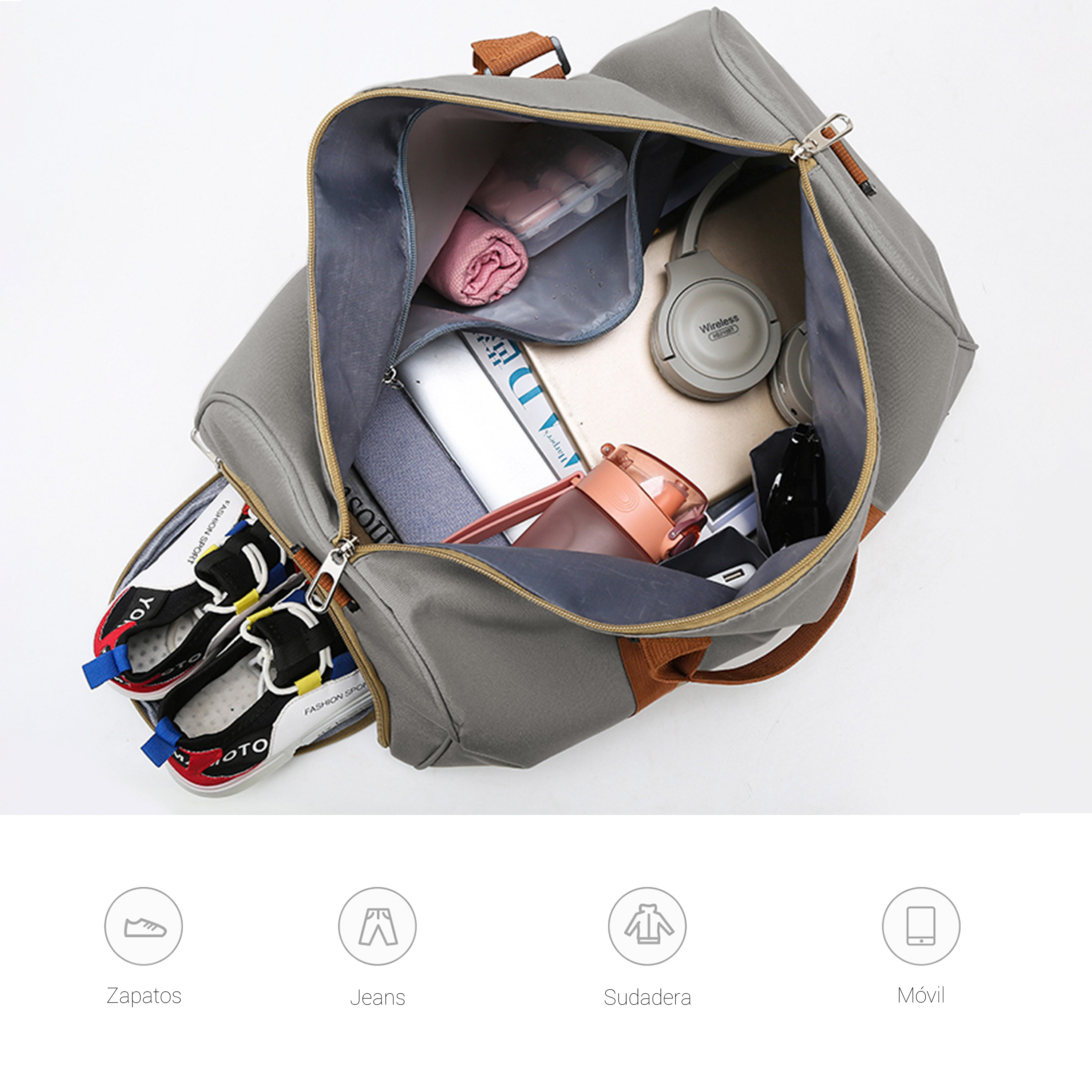 Foto 6 pulgar | Maleta De Viaje Bolsa Shendy Vendy Mochila Fitness Bag Gris