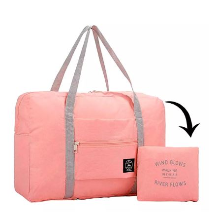 Maleta Plegable Ultraligera De Nylon Impermeable Resistente Color Rosa