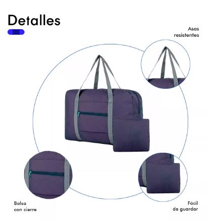 Foto 3 | Maleta Plegable Ultraligera De Nylon Impermeable Resistente Color Azul Marino