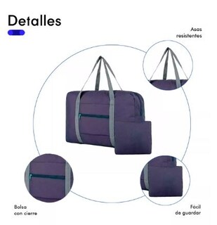 Foto 3 | Maleta Plegable Ultraligera De Nylon Impermeable Resistente Color Azul Marino