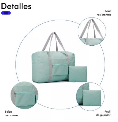 Foto 3 | Maleta Plegable Ultraligera De Nylon Impermeable Resistente Color Azul