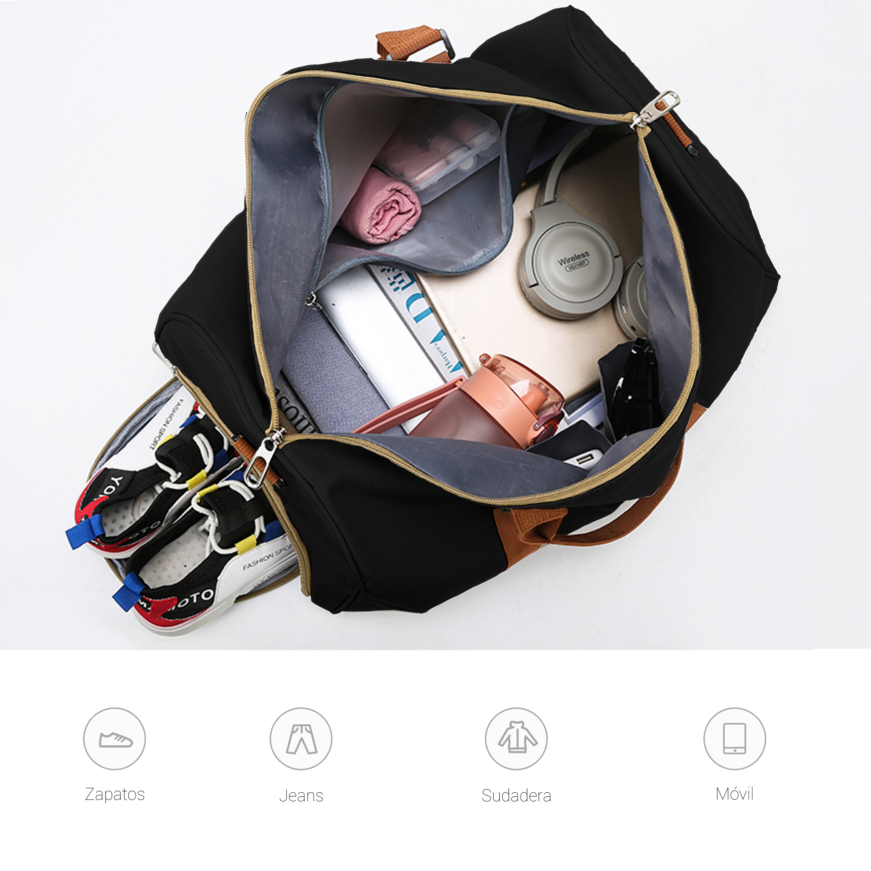 Foto 6 pulgar | Maleta De Viaje Bolsa Shendy Vendy Mochila Fitness Bag Negro