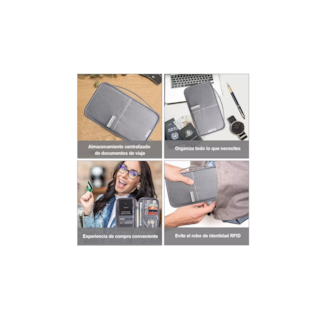 Foto 3 | Cartera Porta Funda Pasaporte Documentos, Gris Belug