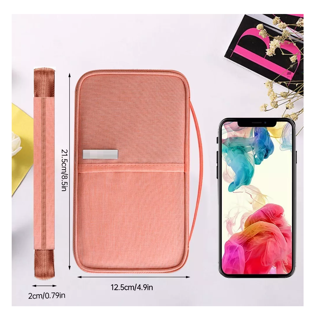 Foto 4 | Cartera Porta Funda - Pasaporte - Documentos color Rosa