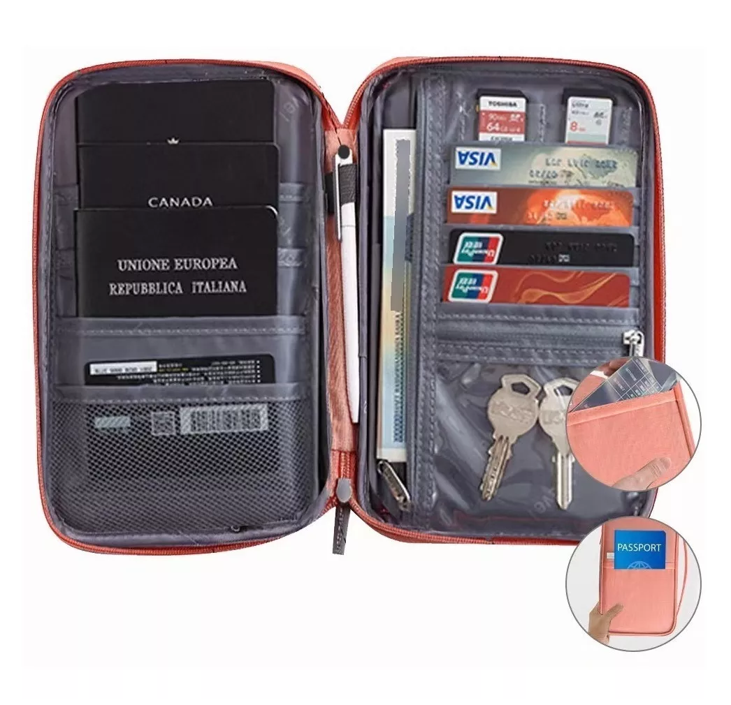 Foto 6 pulgar | Cartera Porta Funda - Pasaporte - Documentos color Rosa