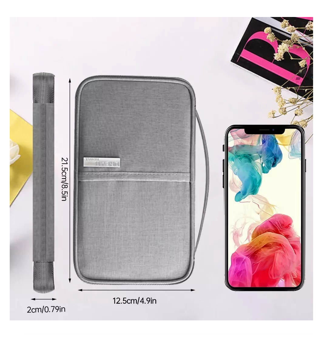 Foto 2 | Cartera Porta Funda - Pasaporte - Documentos color Gris