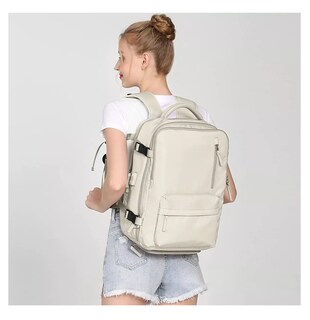 Foto 4 | Mochila Para Laptop Viaje Con Gran Capacidad Beige