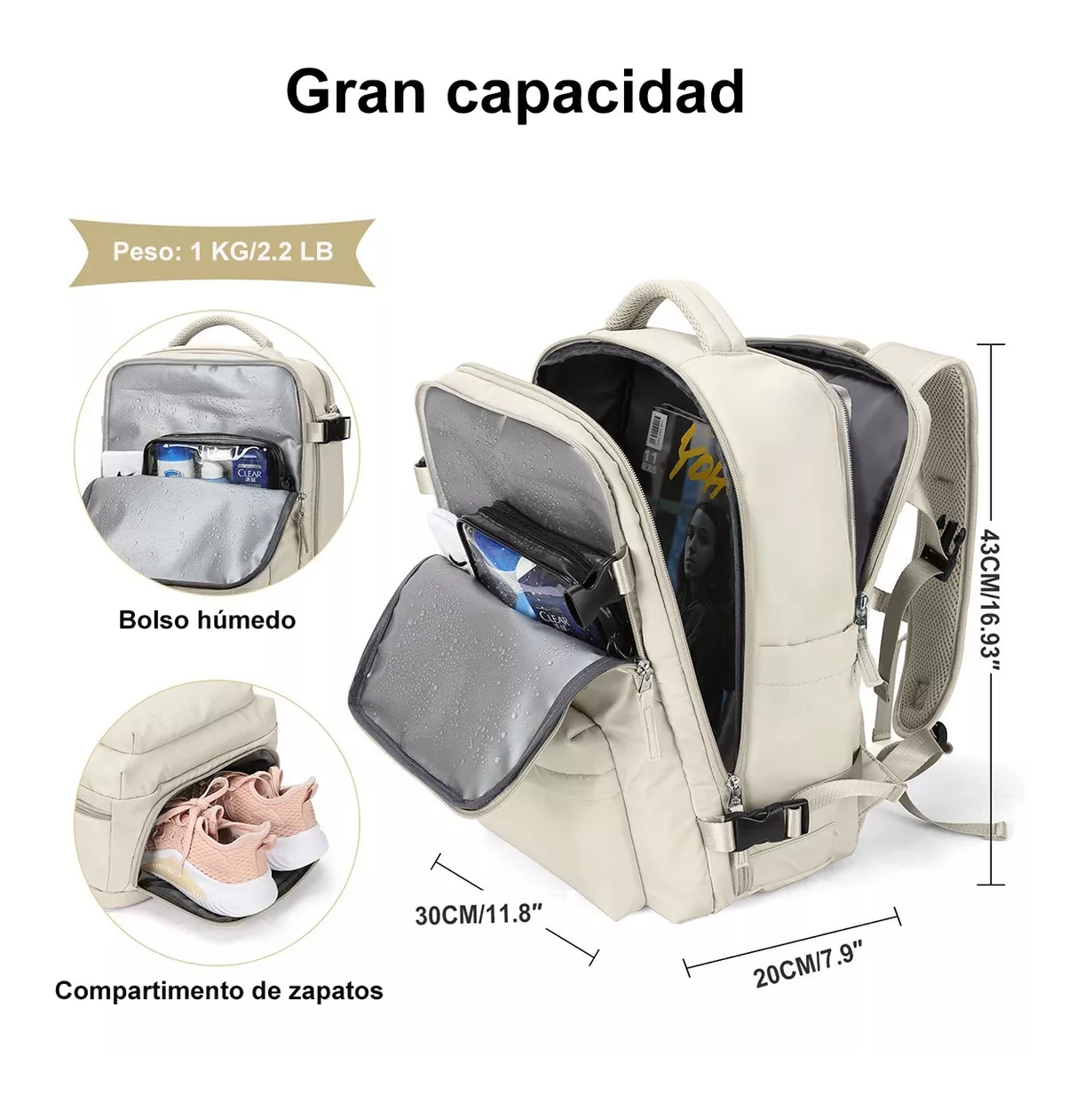Foto 5 | Mochila para Laptop Beige