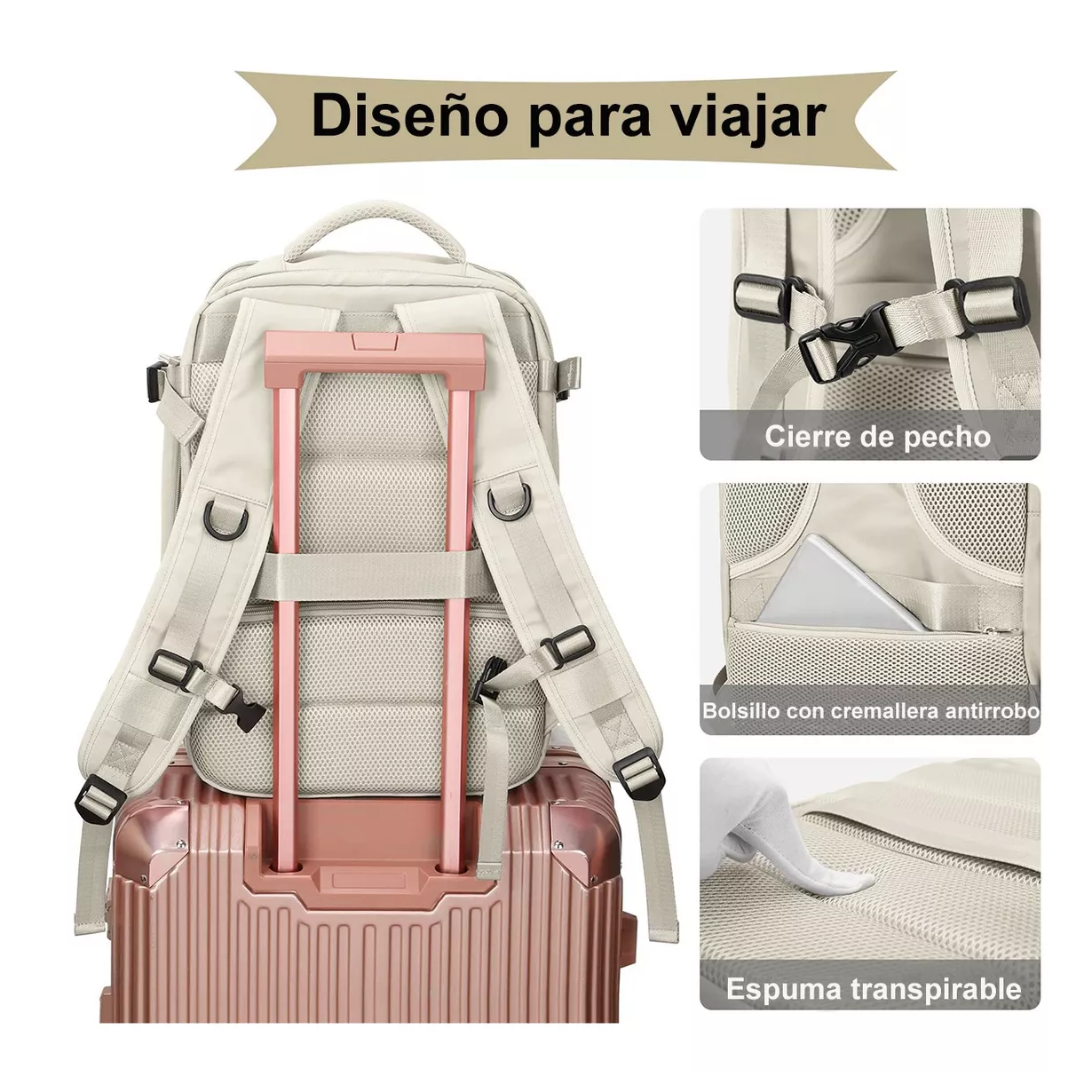 Foto 6 | Mochila para Laptop Beige