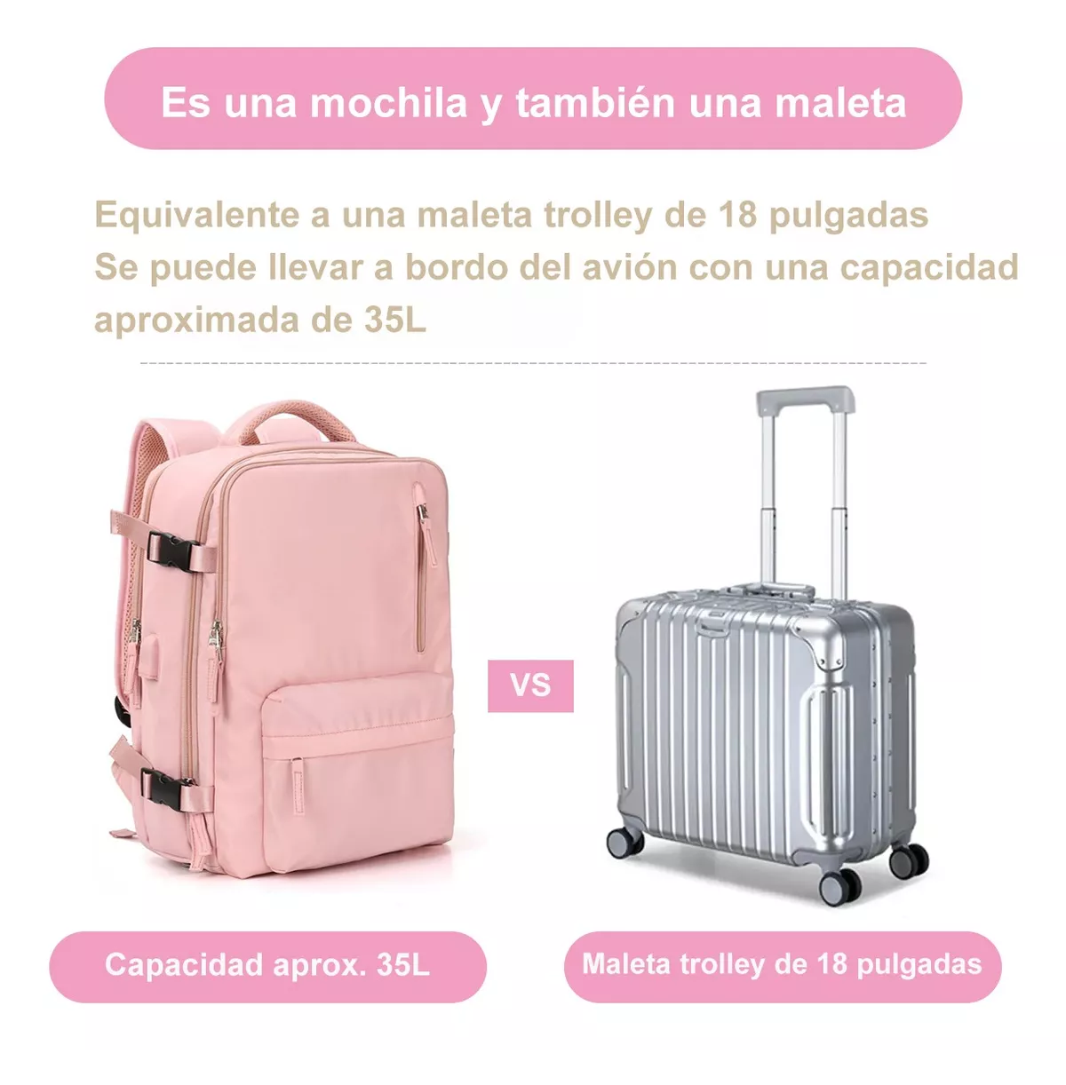 Foto 4 pulgar | Mochila Belug Rosa de Viaje