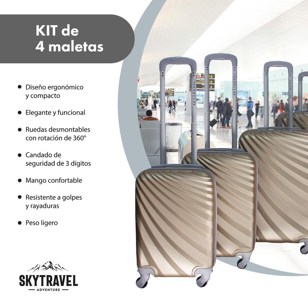 Foto 3 pulgar | Maleta con Ruedas Sky Travel 4 Piezas color Beige