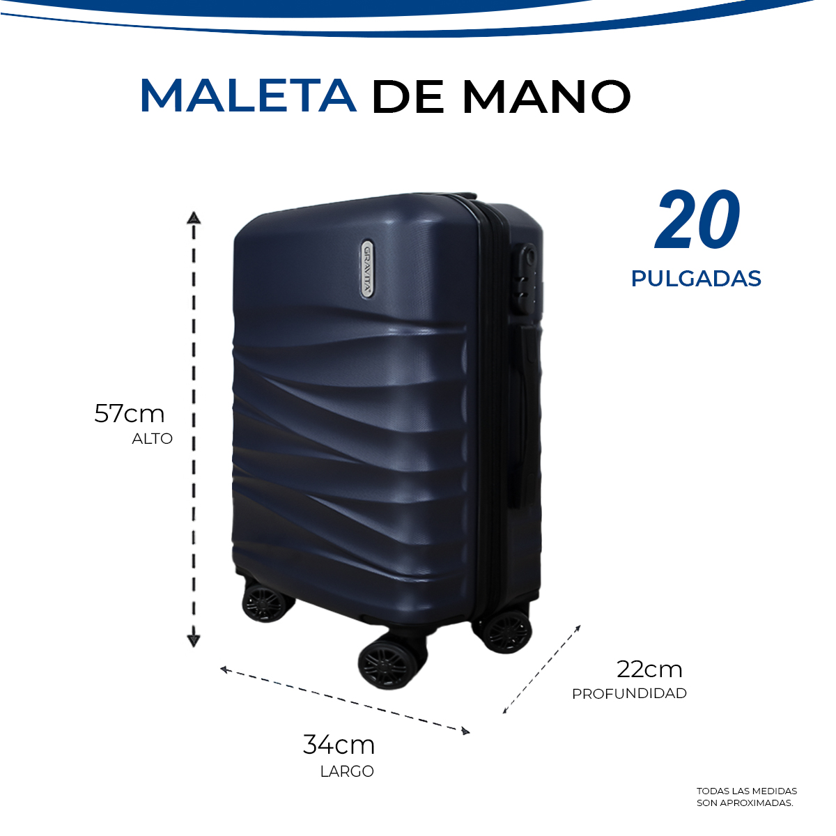 Foto 5 pulgar | Maleta De Mano Rígida 20 Pulgadas Con Ruedas 360 Y Candado Tsa Marca Gravita