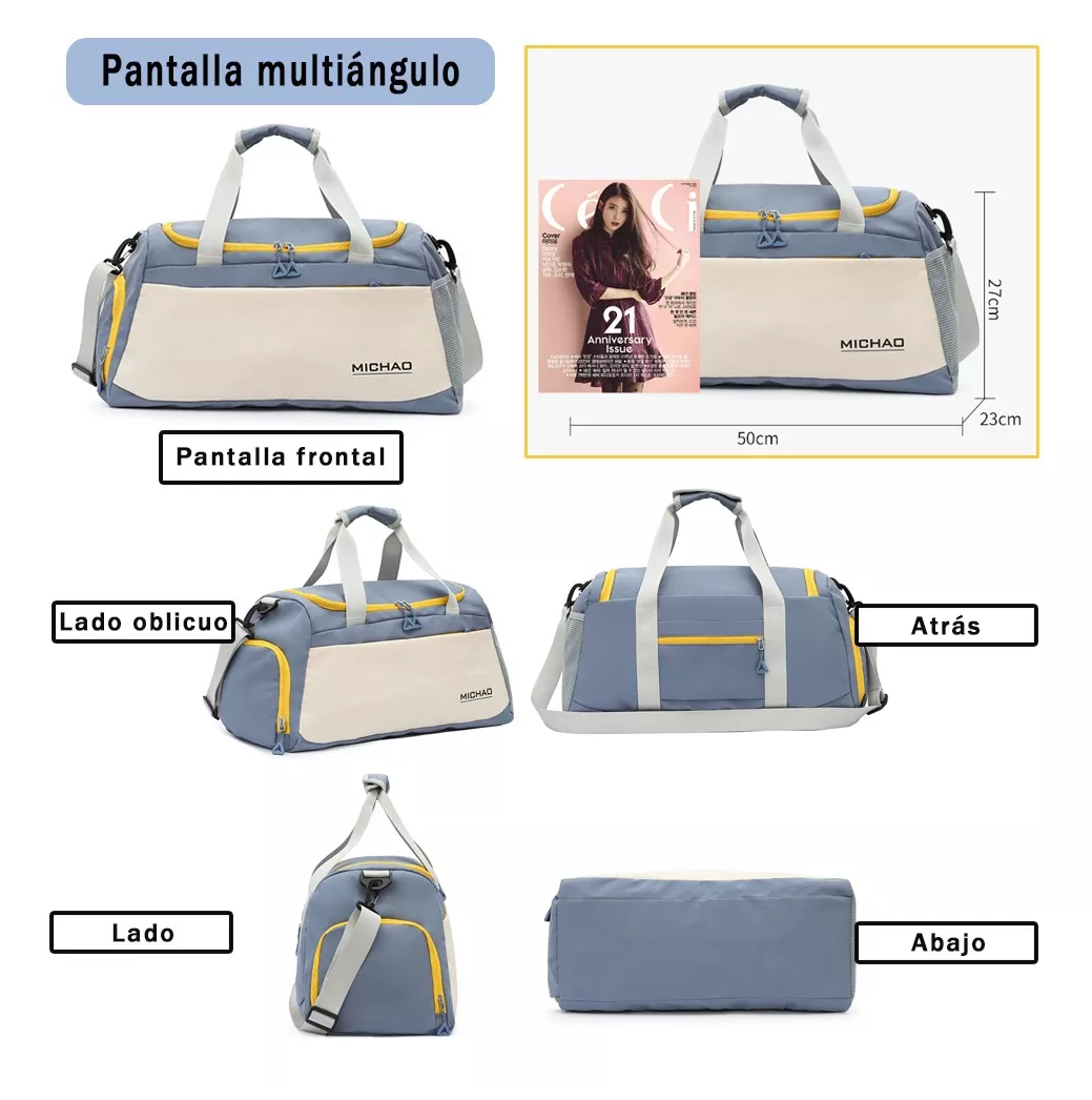 Foto 5 pulgar | Bolsa Deportiva Maleta Gym Viaje Moda Azul Con Blanco