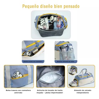 Foto 5 | Bolsa Deportiva Maleta Gym Viaje Moda Azul Con Blanco