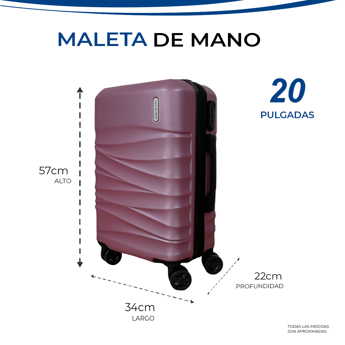 Foto 5 pulgar | Maleta De Mano Rígida 20 Pulgadas Con Ruedas 360 Y Candado Tsa Marca Gravita