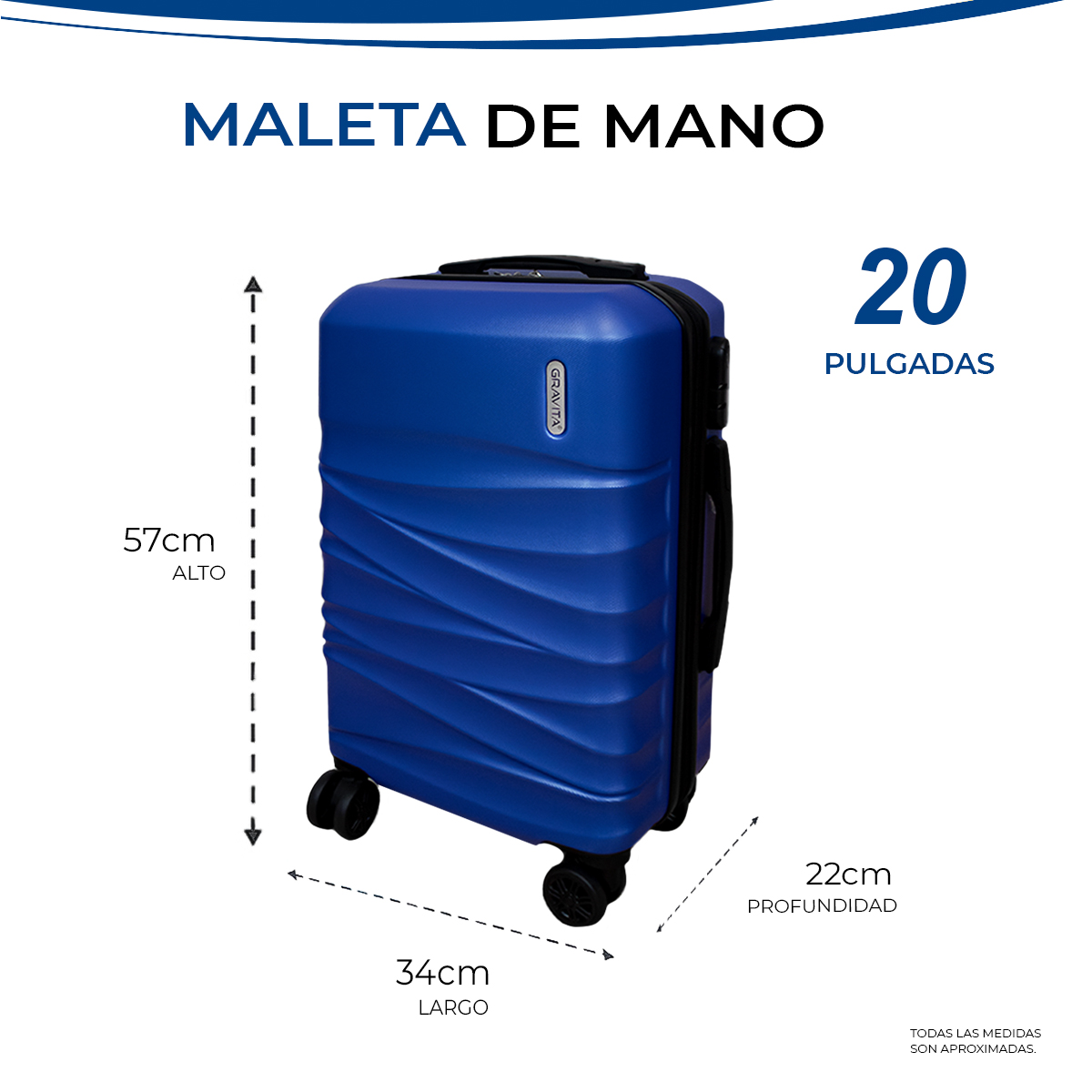 Foto 5 pulgar | Maleta De Mano Rígida 20 Pulgadas Con Ruedas 360 Y Candado Tsa Marca Gravita