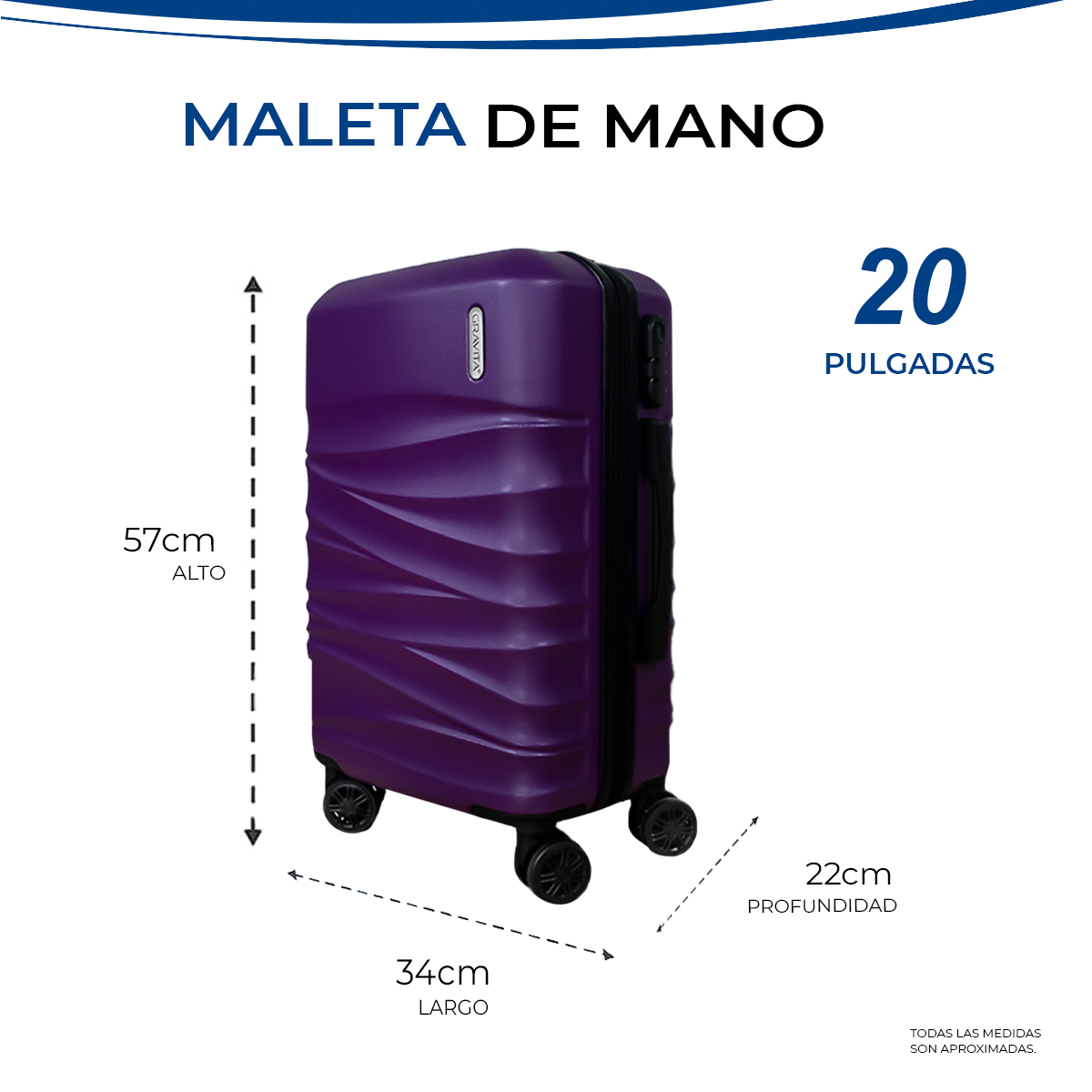 Foto 5 pulgar | Maleta De Mano Rígida 20 Pulgadas Con Ruedas 360 Y Candado Tsa Marca Gravita