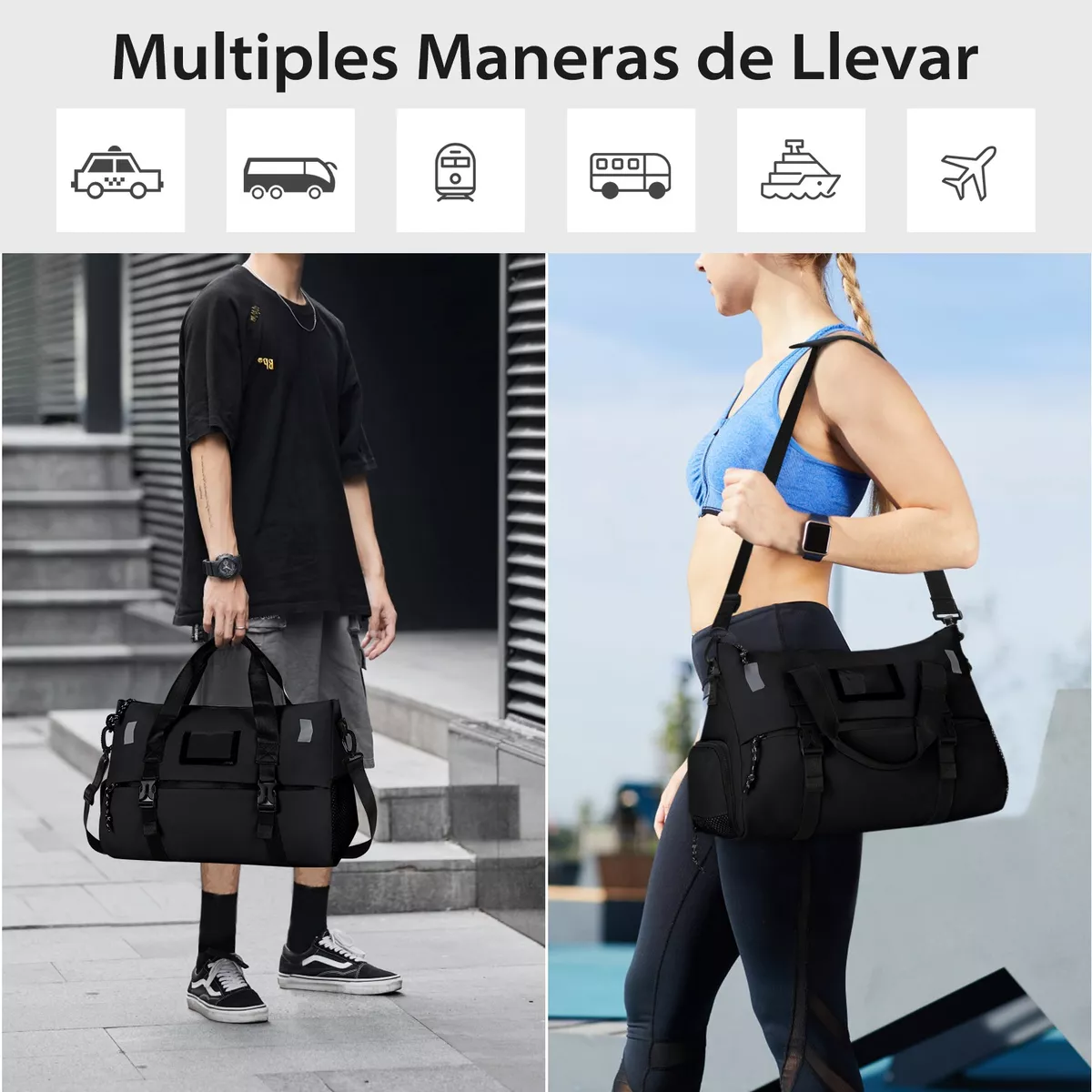 Foto 4 pulgar | Maleta Deportiva Gym Bolsa De Viaje Para Gimnasio Fitness Eo Safe Imports Esi-14062  Negro