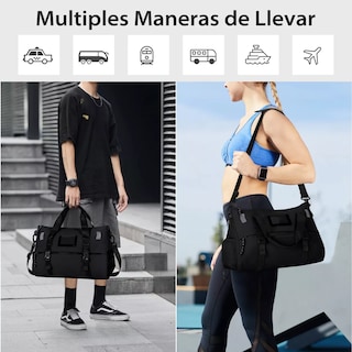 Foto 3 | Maleta Deportiva Gym Bolsa De Viaje Para Gimnasio Fitness Eo Safe Imports Esi-14062 Negro