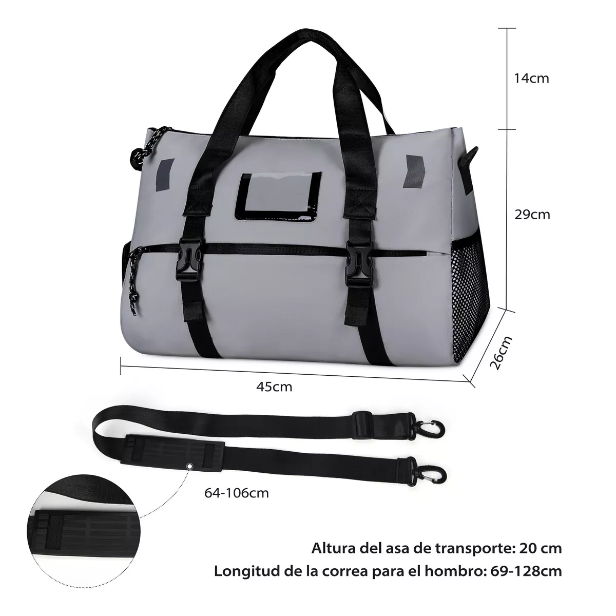 Foto 2 | Maleta Deportiva Gym Bolsa De Viaje Para Gimnasio Fitness Eo Safe Imports Esi-14063 Gris